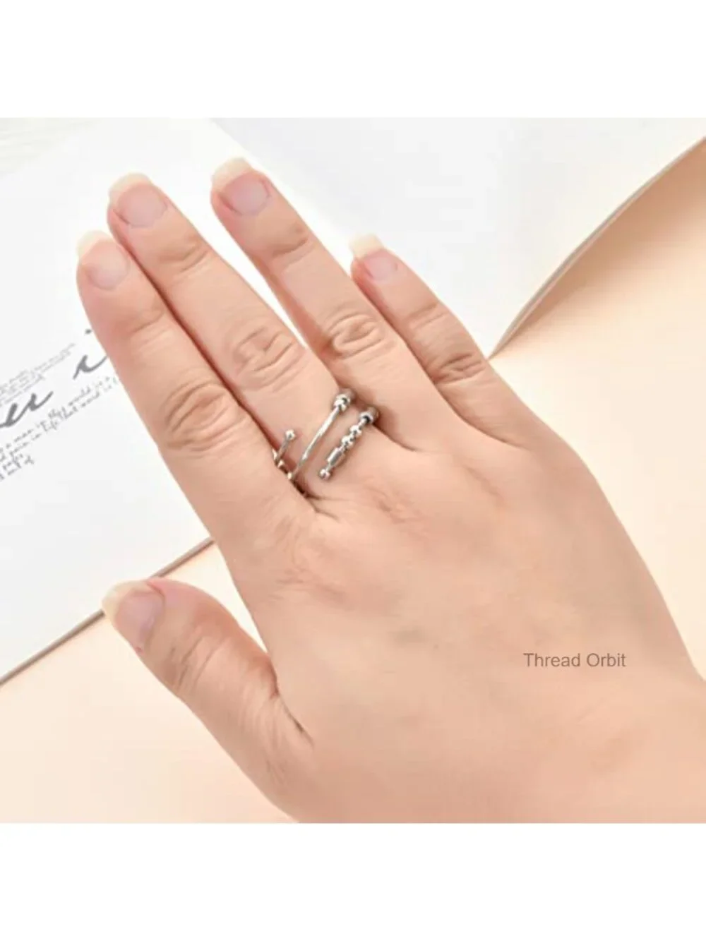 Stainless Steel Spinner Ring Morse Code Anxiety Fidget Ring Women